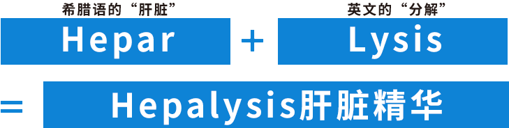 ギリシャ語で「肝臓」Hepar + 英語で「分解する」Lysis = Hepalysis 肝臓エキス